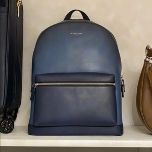Michael Kors Blue Burnished Leather Backpack